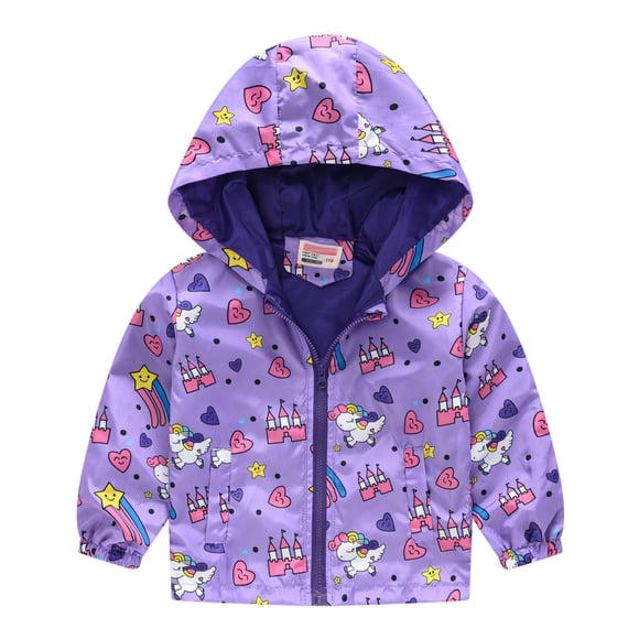 Kcodviy Print Windproof Autumn Zipper Study Windbreaker Kids Hooded Jacket Coat Winter Jacket for Toddler Boys Baby Boys Toddler Grils Boys Work Coat Boys Coat&Jacket