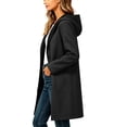 thumbnail image 5 of WIZUTIZ Women's Solid Color Wool Blend Hooded Coat Long Sleeve Loose Fit Lined Warm Winter Overcoat with External Pockets Casual Daily Outerwear, 5 of 7