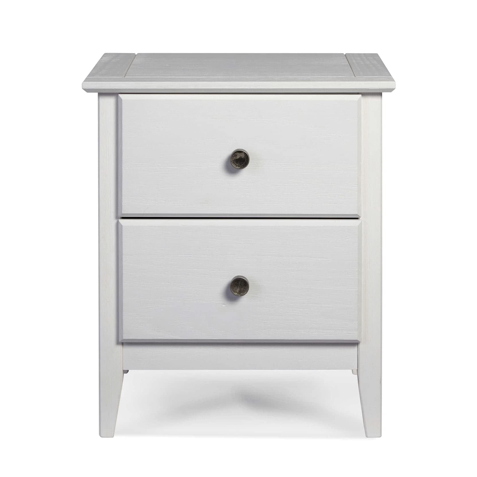 Grain Wood Furniture Greenport 2-Drawer Bedroom Nightstand, Solid Wood with Brushed White Finish