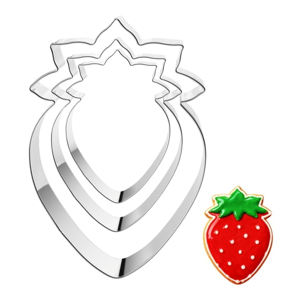 3Pcs Strawberry Cookie Cutter Set, Dishwasher Safe Fondant Cookie Cutters for Baking(3.5" 2.5" 1.5")