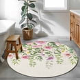 thumbnail image 5 of Colorful Flowers Round Rug 4ft Washable Circle Entryway Rugs Non Slip Spring Floral Leaves Botanical Country Beige Area Rug Indoor Floor Carpet for Bedroom Kitchen Living Room Home Office Dining Room, 5 of 8