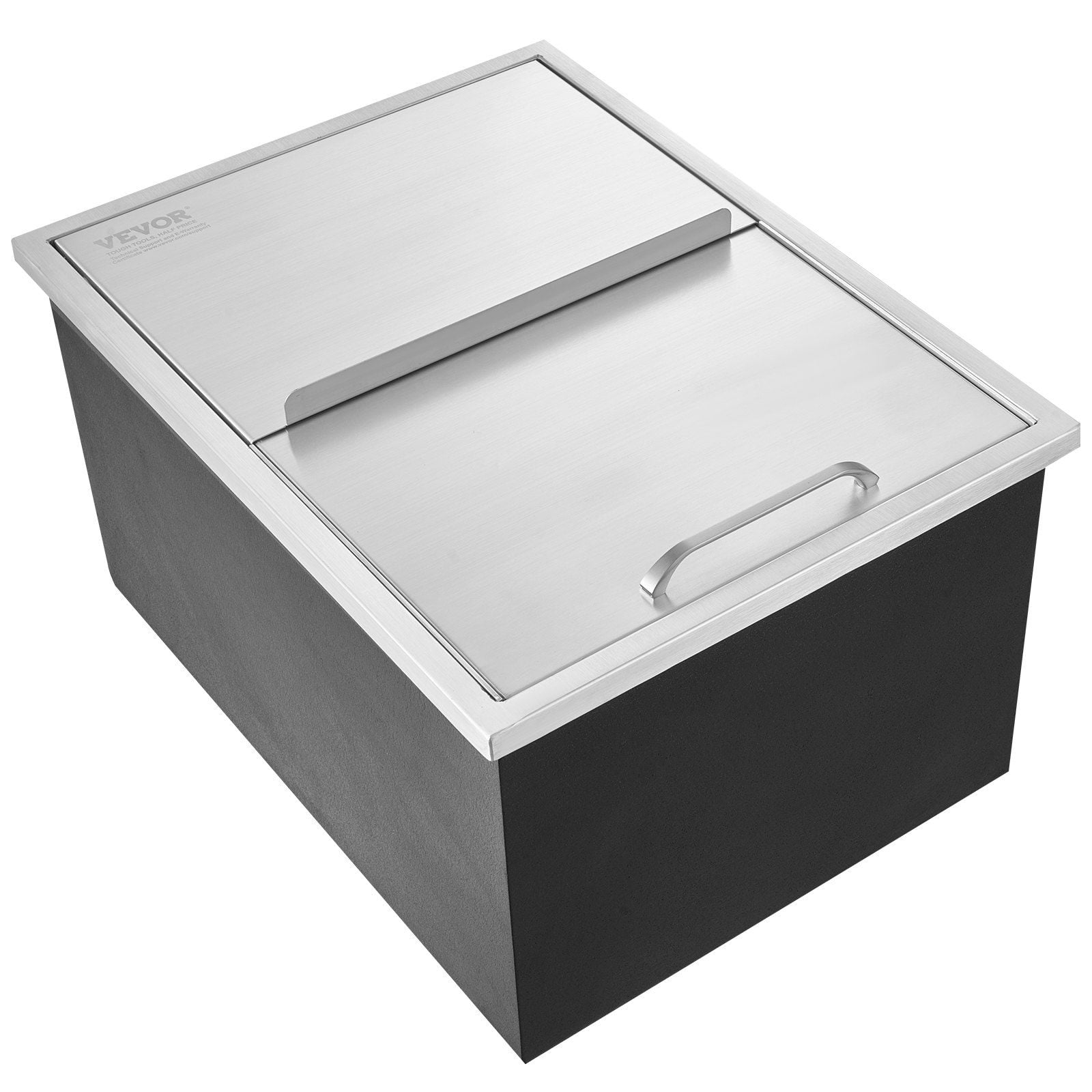 Commercial Ice Bin Stainless Steel, 40.9 Quart Ice Chest with Drain Pipe, Sliding Lid for Outdoor Bar, Party, Kitchen (24"L x 18"W)