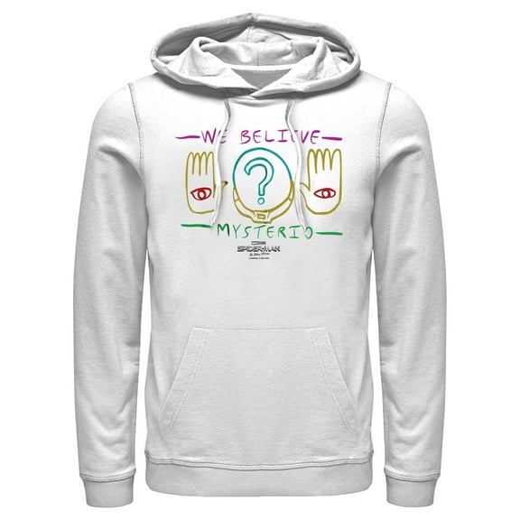 Men's Marvel Spider-Man: No Way Home We Believe Mysterio Hands  Pull Over Hoodie White Small