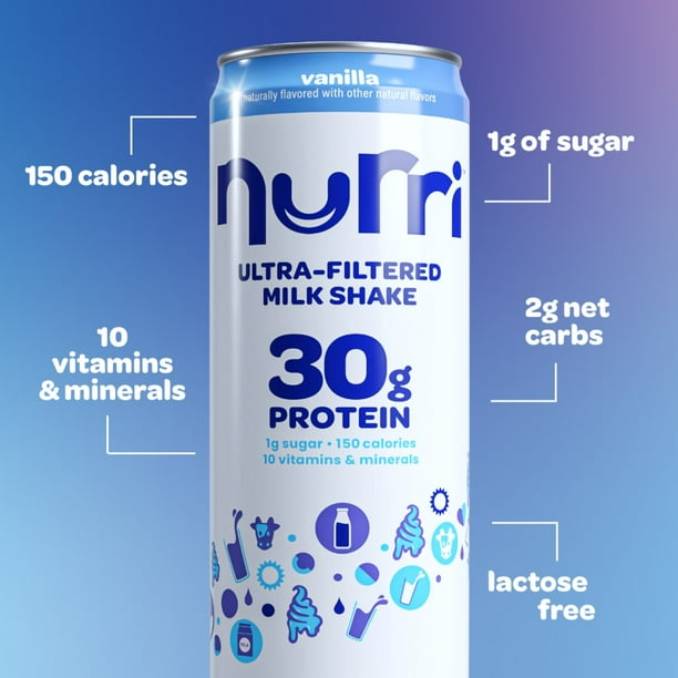 Nurri 30g Vanilla Ultra-Filtered Milkshake 11 fl. oz., 12 pk