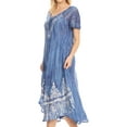 thumbnail image 3 of Sakkas Ronny Lace Embroidered Cap Sleeve Tie Dye Wash Caftan Dress / Cover Up - Sky Blue - One Size Regular, 3 of 5