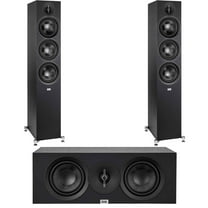 Elac - Two DF53-BK - Debut 3.0 5.25" Floor Speakers - Black and Elac DC53-BK - Debut 3.0 5.25" Center Speaker - Black