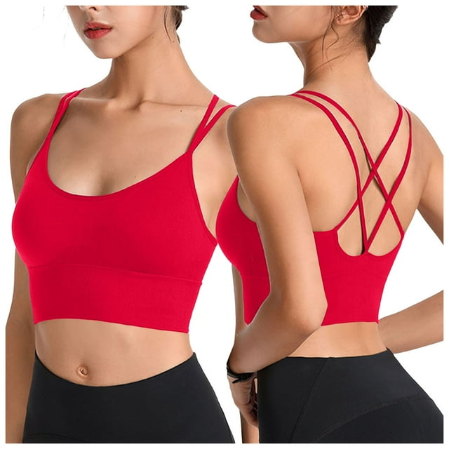 Curenmufel High Support Sports Bras for Women Racerback Sports Bras for Women with Pads - High Impact Athletic Tank Tops for Yoga and Workout Bra (Red,L)