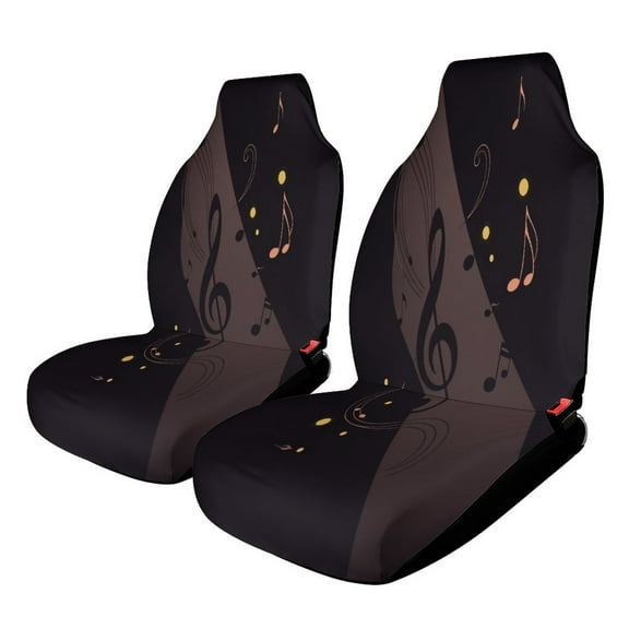 Car Seat Covers Musical Notes Design 2 Piece Soft Bucket Auto Seat Protector Universal Fit for SUV Sedan Van