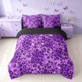 thumbnail image 3 of Homewish Cheetah Print King Bedding, Purple Leopard Print King Bed in a Bag, Black Reversible, 7 Pieces, 3 of 7