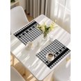 thumbnail image 5 of Gray Black Plaid Placemats Set of 4, Vintage Star Greyish Buffalo Lattice Placemats for Dining Table, Place Mats for Kitchen Tabletop, Waterproof Wipeable Dining Table Mats Set, 5 of 9