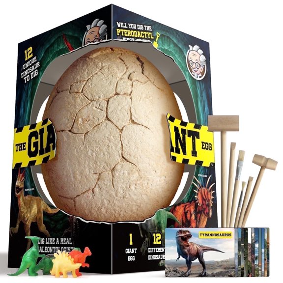 Piano Potato Giant Dinosaur Dig Kit for Kids - Jumbo 7-Inch Dino Egg Excavation Toy with 12 Dinosaurs & Tools, STEM Science Educational Gift Ages 6-12
