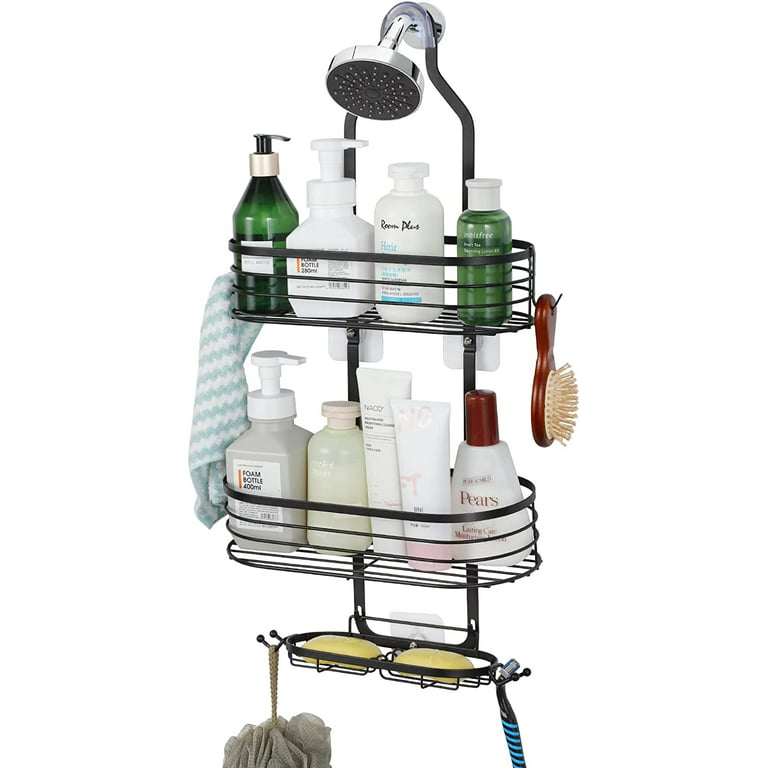 Tuenort Hanging Shower Organizer for Bathroom, Over Head Shower Caddy  Basket with Hooks, 3 Layers Bathroom Storage Rack Shelf Over Shower Head,  Soap