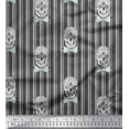 thumbnail image 1 of Soimoi Gray Japan Crepe Satin Fabric Bow & Artistic Skull Stripe Print Fabric by Yard 42 Inch Wide, 1 of 3