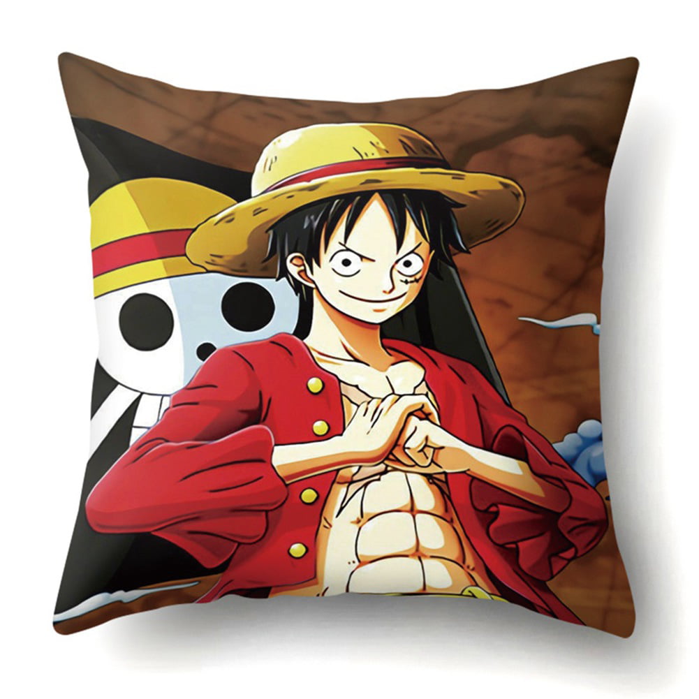 NEW One Piece Luffy ACE 15.7x15.7 inch Sofa Pillow Cushion Double Side Anime 