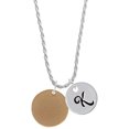 thumbnail image 1 of Delight Jewelry Acrylic 7/8" Disc Goldtone Silvertone Script Initial Disc - K - Charm Necklace, 20"+3", 1 of 4