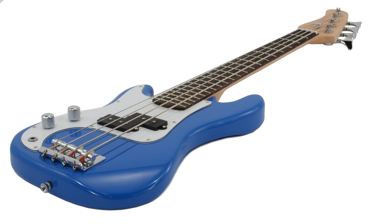 Left Handed Electric Bass Giutar Blue - Small Scale 36" Inch Childrens Mini Kids