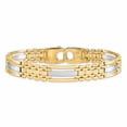 thumbnail image 4 of 14k Two Tone Gold Polished Satin Mens Bracelet, 4 of 4
