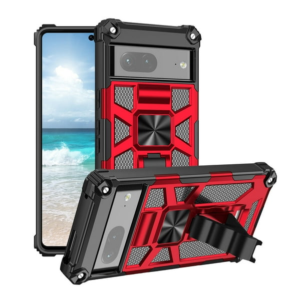 SOATUTO Compatible with Google Pixel 7 Pro Case with Kickstand Military Grade Rugged Heavy Duty Cell Phone Cover TPU Bumper and Hard PC Shockproof Phone Case For Google Pixel 7 Pro 6.7 inch - Red