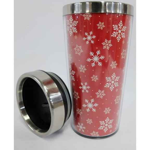 Snowflake Travel Mug in Red, 15 oz, Travel Tumbler