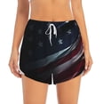 thumbnail image 2 of Hirioo American Flag Waving Print for Women's Double Layer Athletic Shorts High-Performance Gym Shorts with Inner Pocket, Elastic Waistband-XX-Large, 2 of 7