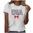 thumbnail image 2 of Inverlee Women's 4th Of July USA Letter Bow Crewneck Short Sleeve Shirts Patriotic Star Print Tees Holiday Casual Festive Loose Fit Tops White XL, 2 of 5