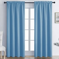 HBBKVI Rod Pocket Blackout Curtains 52" × 63", Noise Reduction Luxury Curtains for Window Living Room Bedroom, Blackout Thermal Insulated Curtain Panels Sky Blue