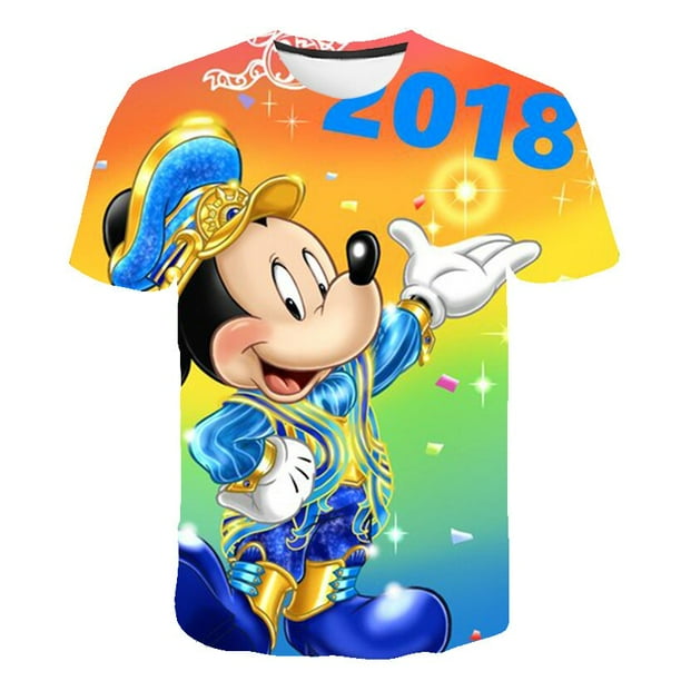 Camisetas de Mickey Mouse para niñas, camisetas con estampado de dibujos animados, camisetas de manga corta a la moda, ropa para verano 1-14 Y Costum13T Gao Jinjia LED