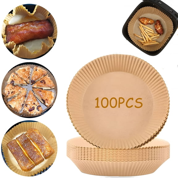 ACDANC Air Fryer Disposable Paper Liner - 100PCS 6.3" Round Non-Stick Parchment Paper Liners,Oil-proof,Water-proof Cooking Baking Roasting Filter Paper for Air Fryers Basket,Microwave Oven,Frying Pan