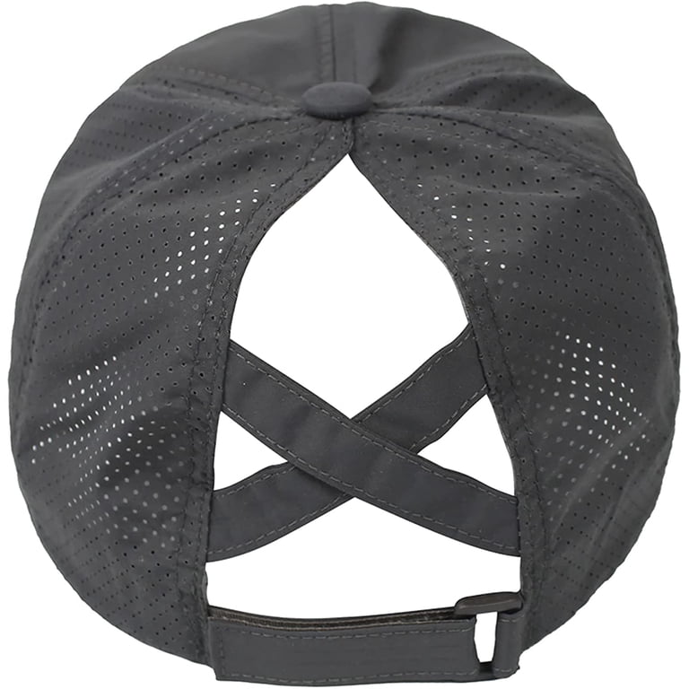 Women\'s Dark Grey Criss Cross Ponytail Adjustable High Messy Bun Baseball Cap Muryobao Women Female Criss Cross Ponytail Baseball Cap  main image 2