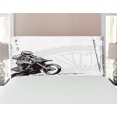 thumbnail image 1 of Motorcycle Headboard, Motocross Racer Image Grungy Background Poster Style Monochromic Art Print, Upholstered Decorative Metal Bed Headboard with Memory Foam, Full Size, Black White, by Ambesonne, 1 of 4