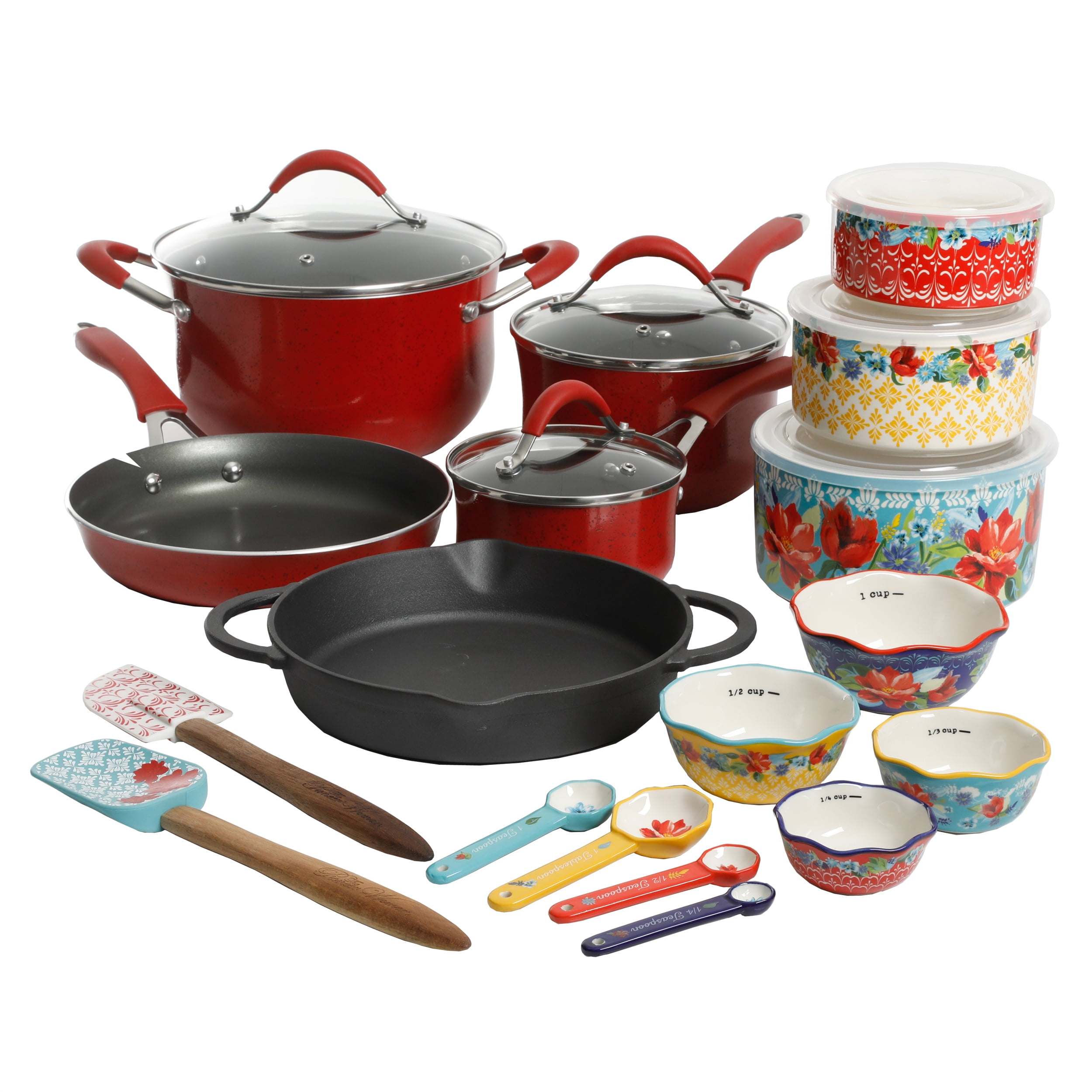 The Pioneer Woman Frontier Speckle 24-Piece Cookware & Food Storage Combo Set 
