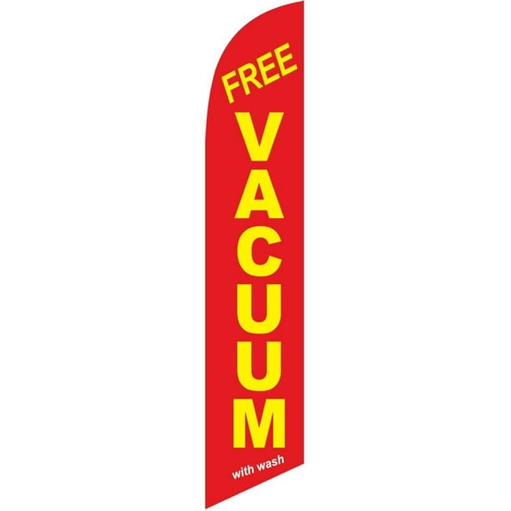 Free Vacuum with wash red Feather Banner Swooper Flag -No Wind Required- Replacement FLAG ONLY