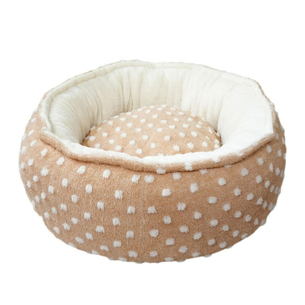 Cama redonda de felpa suave para mascotas, cómoda para gatos o perros pequeños, cama autocalentable para gatos. Café