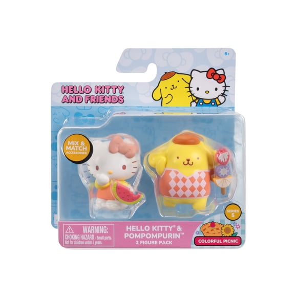 Hello Kitty® and Friends 2 Figure Pack - Perfect Pairing Picnic: Pompompurin Fruit Kabob, Hello Kitty Watermelon