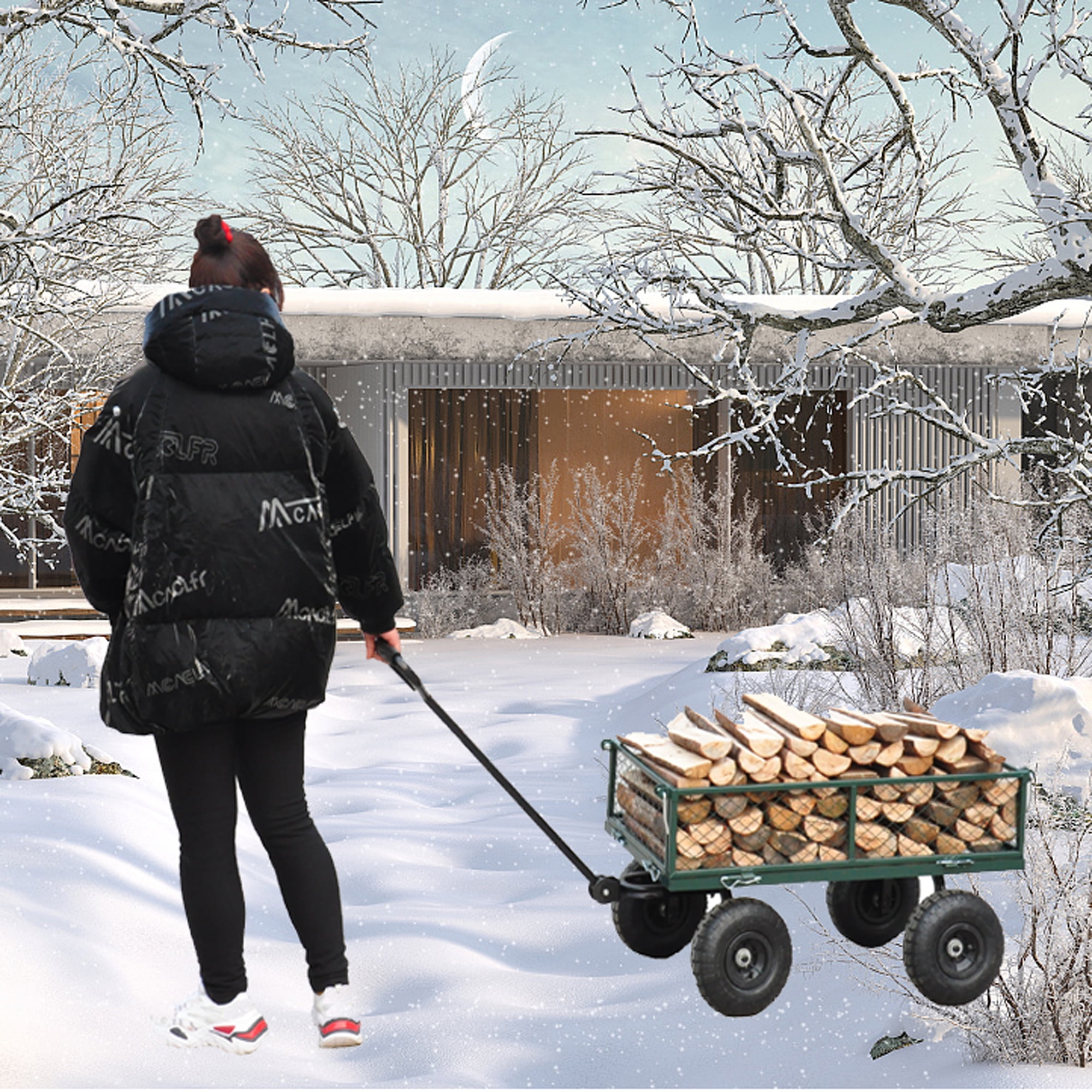 Aimee Lii Green Mesh Steel Garden Cart, Folding Utility Wagon with Removable Sides and Tires, Foldable Wagon Cart with Wheels Aimee Lii Green Mesh Steel Garden Cart, Folding Utility Wagon with Removable Sides and Tires, Foldable Wagon Cart with Wheels