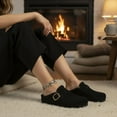 thumbnail image 3 of Cushionaire Haven Genuine Leather Clogs for Women – Faux Fur Lined Slip-On Womens Shoes with Cork Footbed and Adjustable Buckle, 3 of 29