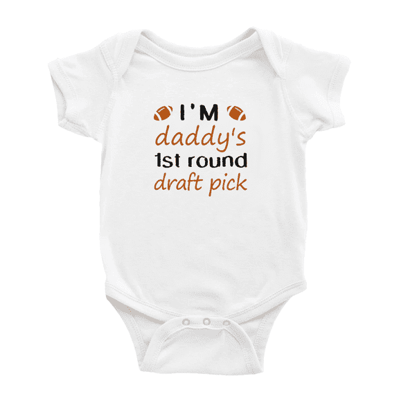 Daddy's 1st Round Draft Pick Funny Baby Bodysuits Boy Girl Unisex