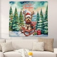 thumbnail image 2 of Merry Christmas Santa Reindeer Antlers Yorkshire Terrier Sleigh Xmas Winter Holiday Tapestry Yorkie Dog Lover Gifts Wall Hanging Backdrop Home Decor - 00023, 2 of 5