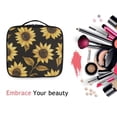 thumbnail image 6 of FORMRS Travel Makeup Bag Large Capacity Train Case Cosmetic Organizer with Adjustable Dividers, Black Sunflower Pattern, 6 of 8
