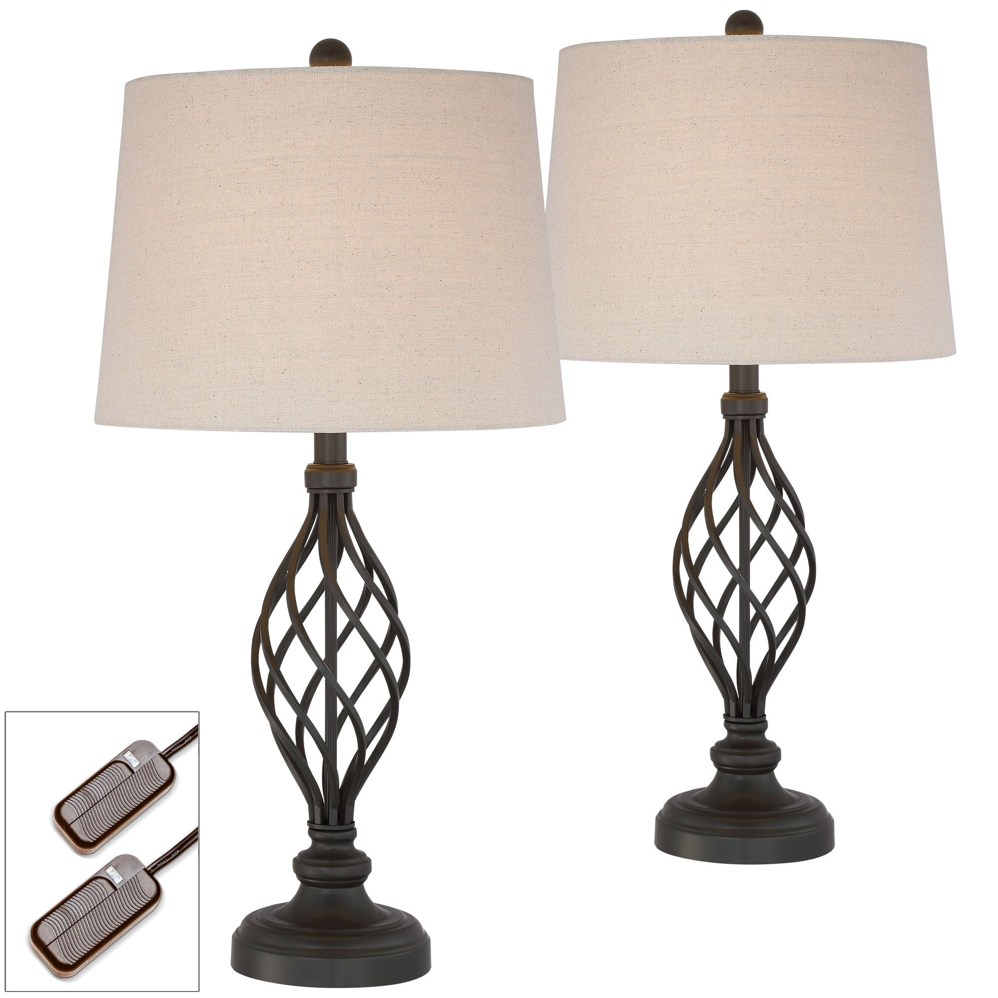 Franklin Iron Works Annie Iron Scroll Lamps Set of 2 with Table Top