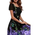 thumbnail image 4 of FASHIONWT Women Sexy Printing Round Neck A-Line Short Sleeve Midi Causal Long Dress, 4 of 4