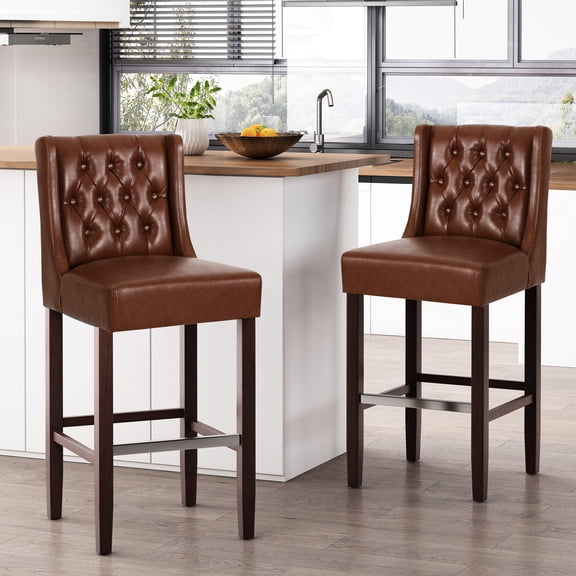 Light Brown PU Barstool, 19 - inch Deep / For Restaurant Bars, Stylish Option