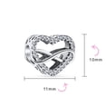 thumbnail image 3 of Bling Jewelry Womens .925 Sterling Silver Forever Love Knot Infinity Open Heart Shaped Crystal Bead Charm for Bracelet, 3 of 3