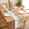 thumbnail image 3 of Table Runner 120 Inches Long for Kitchen Dining, Brown Floral Dresser Scarf Farmhouse, Dining Table Decorations for Wedding/Parties, Farmhouse Spring Flowers Leaves 13 x 120 In, 3 of 8