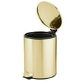 thumbnail image 6 of mDesign Round Metal 1.3 Gallon Step Trash Can - Lid, Removable Liner, Soft Brass, 6 of 7