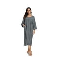 thumbnail image 3 of EA'S SECRET Women's 100% Cotton Robe Lightweight 3/4 Sleeve Zipper Robes Soft Knee Length Bathrobe Breathable Loungewear Housecoat(Dark Gray,2XL）, 3 of 8