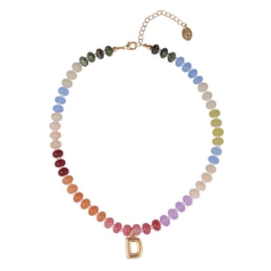 Time and Tru Goldtone Multicolored Bead Initial D Necklace