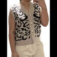 thumbnail image 2 of Chaleco de Punto con Botones de Leopardo para Mujer, Sin Mangas, con Estampado de Guepardo, para Oficina, Moderno y Elegante. Caqui M, 2 of 8