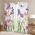 thumbnail image 2 of Manfei Colorful Cartoon Floral Black Out Curtains,Rustic Flower Curtains Pack of 2 (42x63 Each),Green Purple White Bedroom Curtains For Children,Super Cozy Room Decor, 2 of 6
