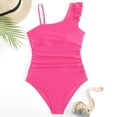 thumbnail image 4 of Kiijoy Girls Ruffle One Shoulder One-Piece Swimsuit Beach UPF 50+ Bathing Suit, Sizes 8-16, 4 of 5